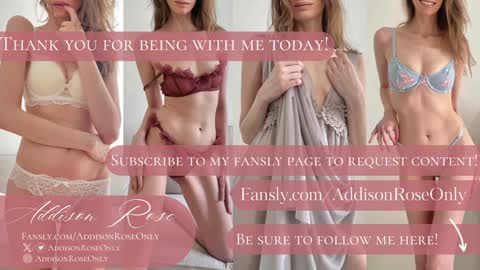 Addison Rose  I am currently away for the holiday weekend. Streams start again on 1242024. Enjoy the holiday online show from January 31, 2025, 6:02 am