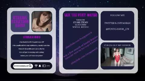 Lex Vive foxygamer cb online show from July 10, 2026, 12:59 am