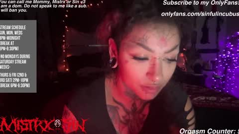 Snapshot of sinfulincubus chatting on December 20, 2024, 2:41 am Mistrx Sin online show from December 20, 2024, 2:41 am