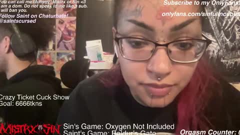 Snapshot of sinfulincubus chatting on February 18, 2025, 10:25 pm Mistrx Sin online show from February 18, 2025, 10:25 pm